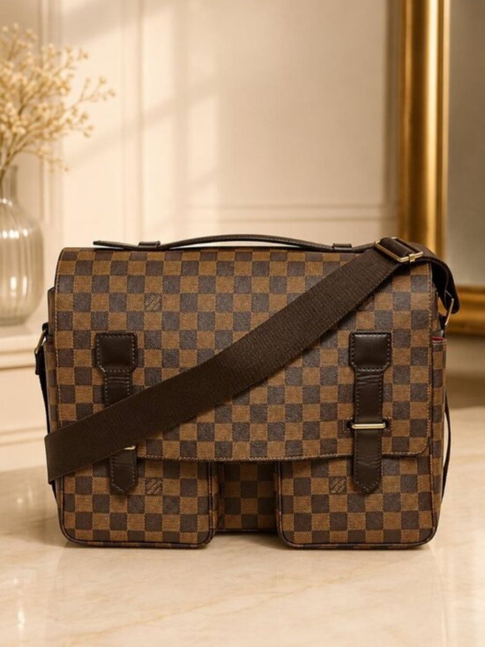 Authentic Louis Vuitton Broadway Damier Ebene Messenger Bag Crossbody